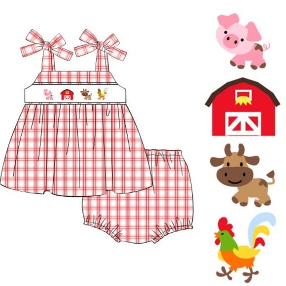 Farmed Themed Smocked Bloomer Set